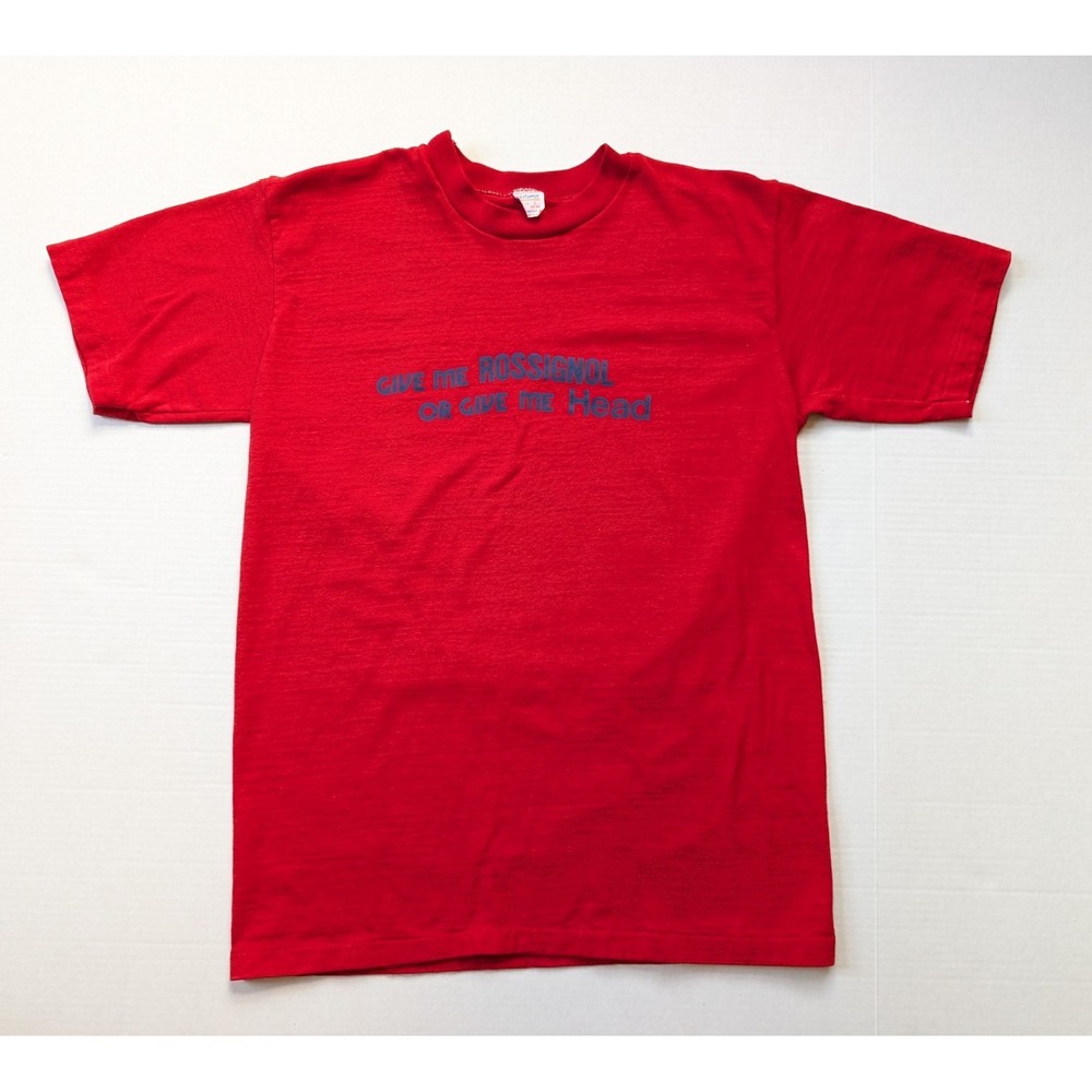Vintage Give Me Rossignol or Give Me Head Ski Shirt Fits Mens Medium Red 80s